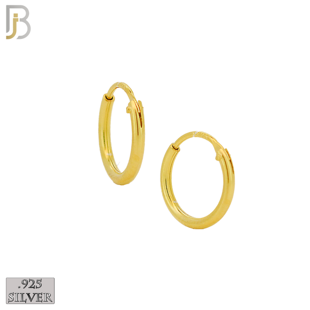 925-ES310G - .925 Sterling Silver in Gold Plating Plain Hoop Earrings - 10mm image
