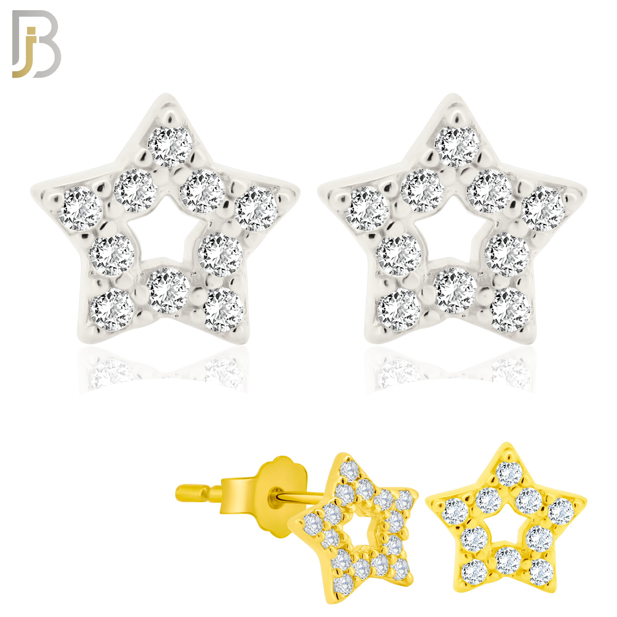 925-ES212 - .925 Sterling Silver Star Earring Stud with Clear Zircon Design image 0