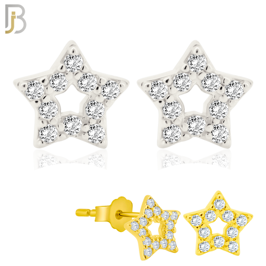925-ES212 - .925 Sterling Silver Star Earring Stud with Clear Zircon Design image 0