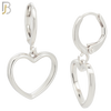 ES97 - 316L Stainless Steel Dangling Heart Hollow Huggies Clip On image 1