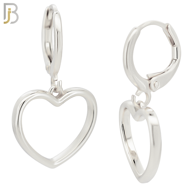 ES97 - 316L Stainless Steel Dangling Heart Hollow Huggies Clip On image 1