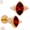 14-LB98 - 14k Yellow Gold Ruby Marquise CZ Labret image 0