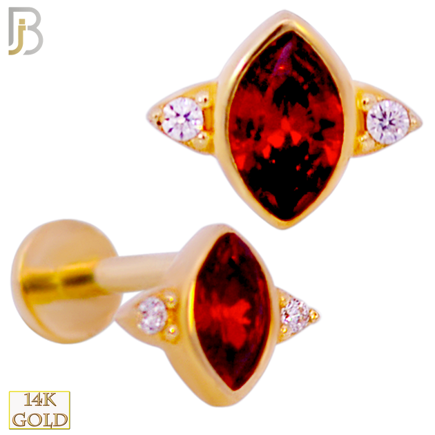 14-LB98 - 14k Yellow Gold Ruby Marquise CZ Labret image 0
