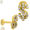 14-LB45 -  14k Yellow Gold Dollar Sign with CZ Labret - Yellow Gold image