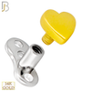 14-G23-DM10 - 14k Titanium Anchor with 14k Gold Top Plain Heart Dermal - Internally Threaded image 2