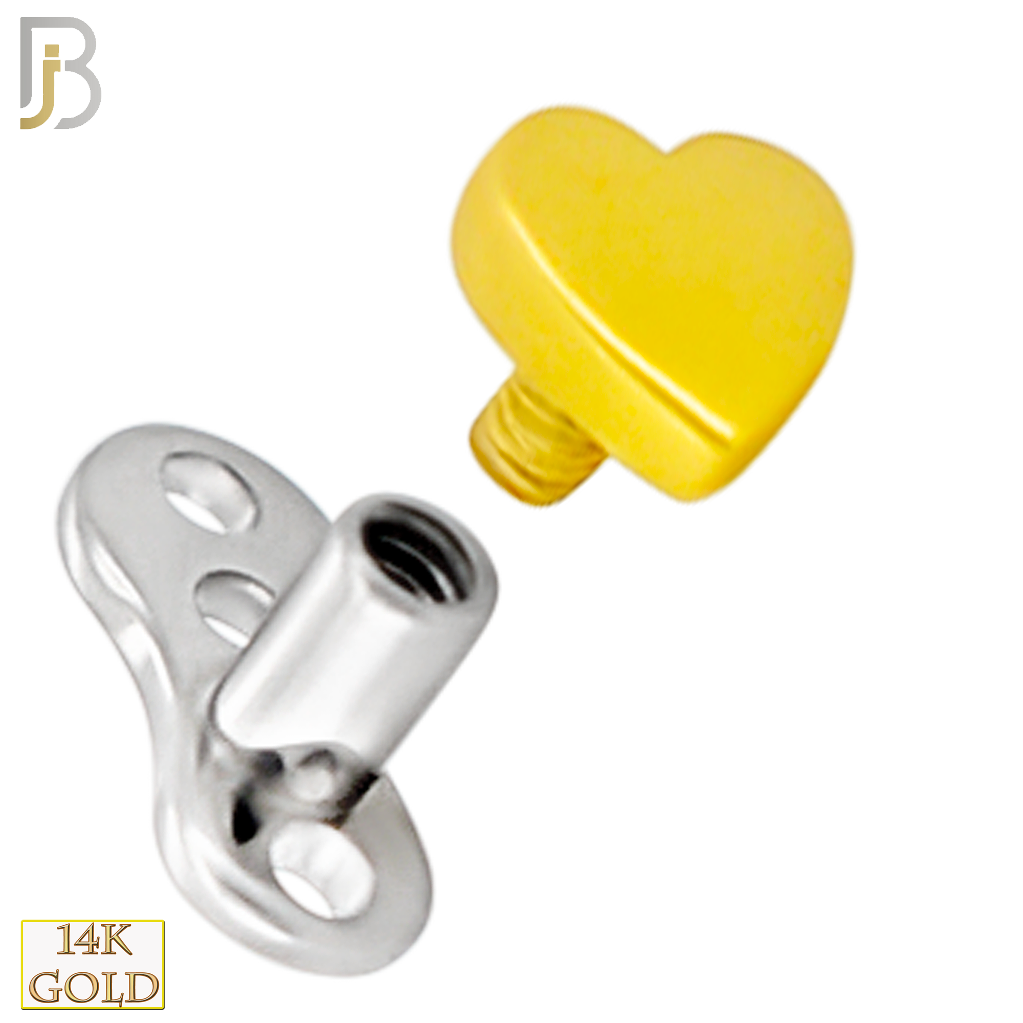 14-G23-DM10 - 14k Titanium Anchor with 14k Gold Top Plain Heart Dermal - Internally Threaded image 2