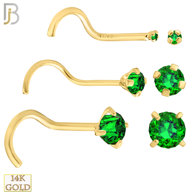 14-NR03YTE-20 - 14K Gold Nose Screw with Tanzanian Emerald Stone image 0