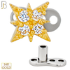 14-G23-DM16 - 14k Titanium Anchor and 14k Gold Top Starburst with Multi CZ Dermal - Internally Threaded image 2