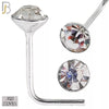 925-PK-NR06 - .925 Sterling Silver Nose Stud "L Shape" Press Fit Round Zircon Bezel Setting image 2