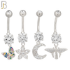 PK-N008 - 316L Surgical Steel Different Designs Dangle Belly Rings - Pack of 16 image 1