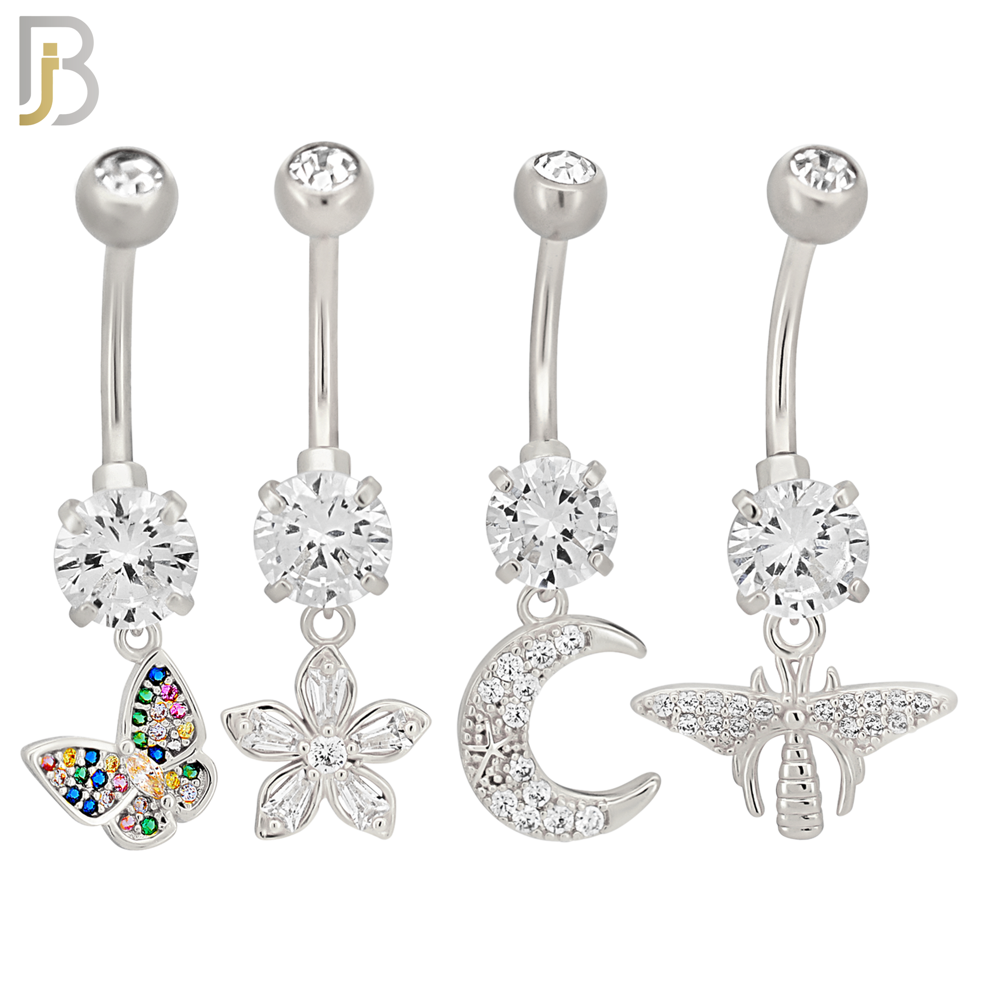 PK-N008 - 316L Surgical Steel Different Designs Dangle Belly Rings - Pack of 16 image 1