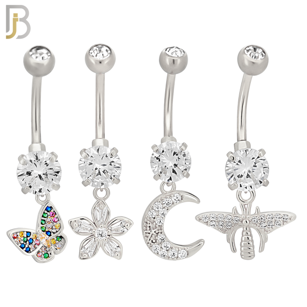 PK-N008 - 316L Surgical Steel Different Designs Dangle Belly Rings - Pack of 16 image 1