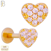 14-LB91 - 14k Solid CZ Studded Heart Labret image 0