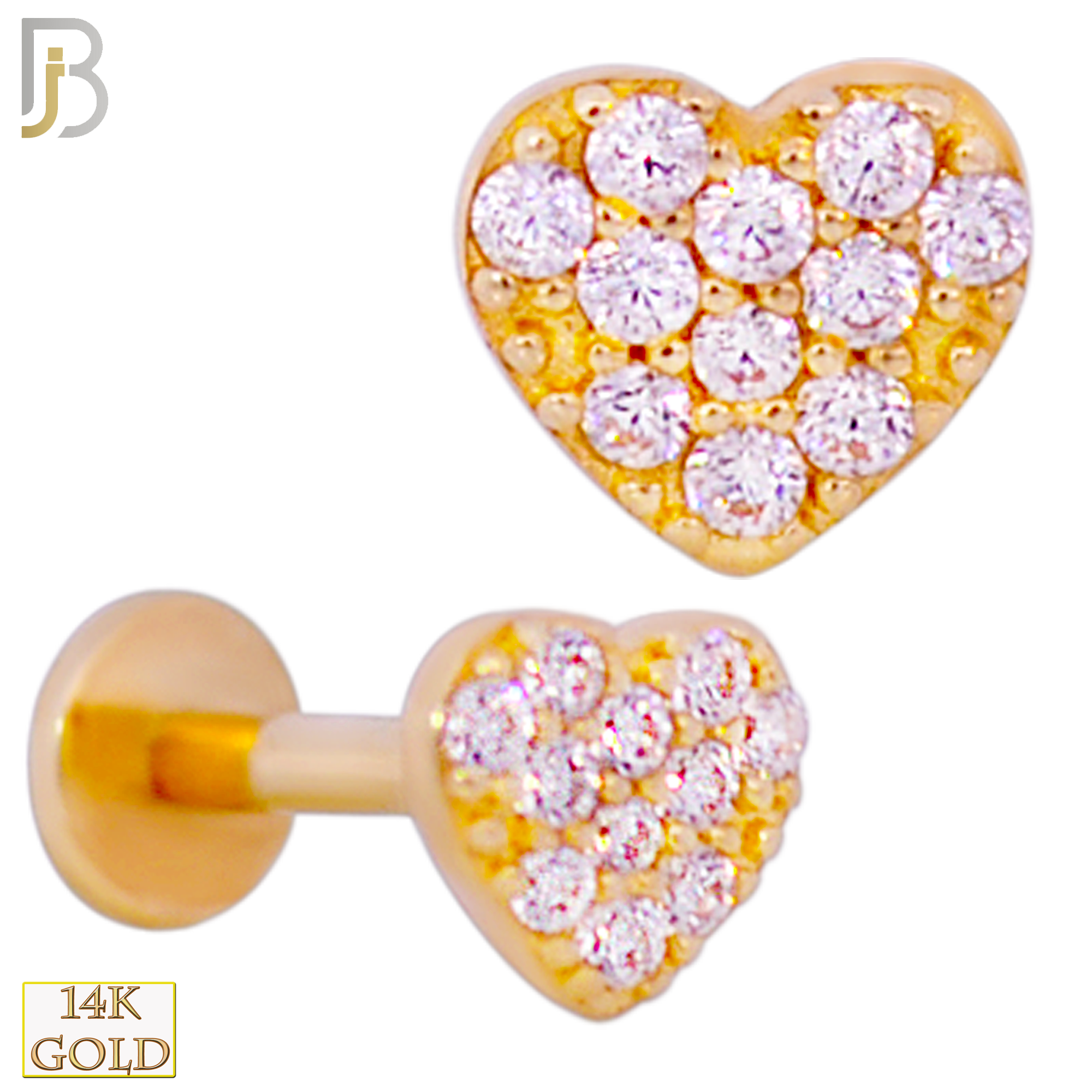 14-LB91 - 14k Solid CZ Studded Heart Labret image 0