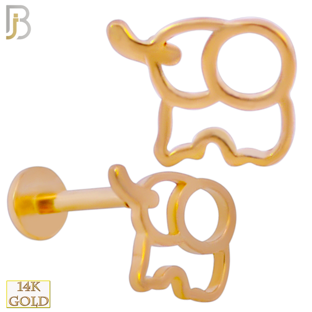 14-LB57 - 14k Yellow Gold Hollow Elephant Labret image 0