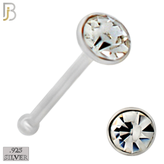 925-PK-NR04S-1A - 2.5mm Assorted CZ 22g Thickness 925 Sterling Silver Nose Bones Press Fit, Packages Pack of 120 image 2