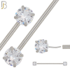 BB51 - 316L Surgical Steel Round Zircon Threadless Push-In Industrial Barbell (PACK OF 6) image 0