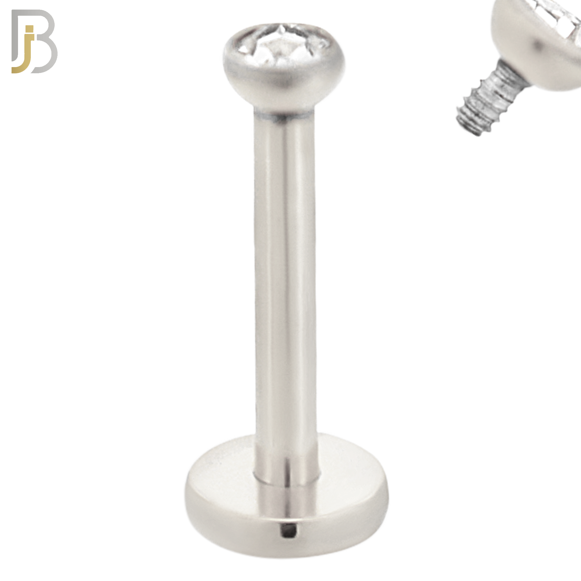 LB07S - 316L Surgical Steel Bar Press Fit Zircon Bezel Monroe Labret Screw Internally Threaded  Flat Back (PACK OF 6) image 2