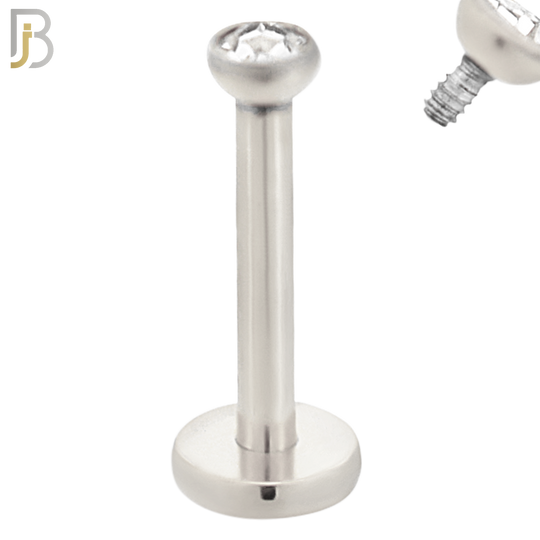 LB07S - 316L Surgical Steel Bar Press Fit Zircon Bezel Monroe Labret Screw Internally Threaded  Flat Back (PACK OF 6) image 2