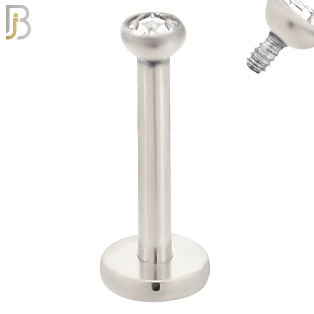 LB07S - 316L Surgical Steel Bar Press Fit Zircon Bezel Monroe Labret Screw Internally Threaded  Flat Back (PACK OF 6) image 2
