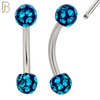 EC05 - 8mm Length Bar 316L Surgical Steel Curved Barbell Coated Multi Zircon Externally Threaded (PACK OF 4) image 5