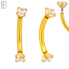 EC04GC - 316L Surgical Steel Gold Plated Curved Prong Setting Zircon Internally Threaded (PACK OF 6) image 2