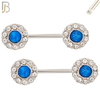 NP12 - 316L Surgical Steel Screw Round Opal with Multi Zircon Nipple Ring Piercing image 3