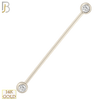14-BB07 - 14k Solid Gold Industrial Barbell with Double Gem Ball CZ Externally Threaded image 2