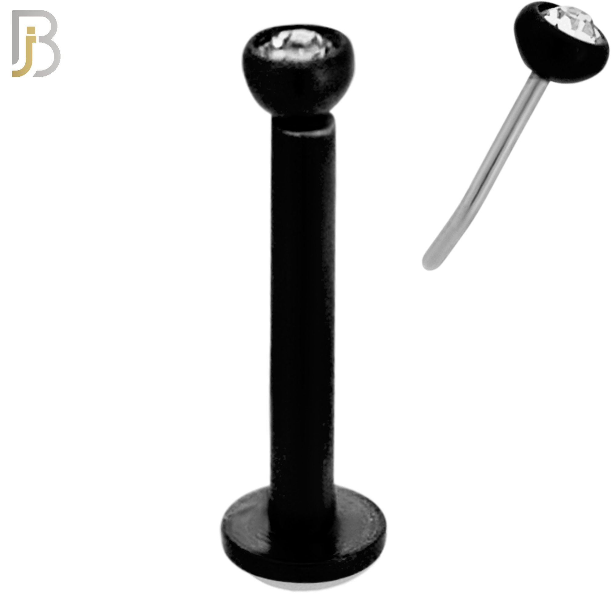 LB16K16 - 16g Thicknesss 316L Surgical Steel Black Plated Press Fit Bezel Setting Push In  Zircon (PACK OF 6) image 2