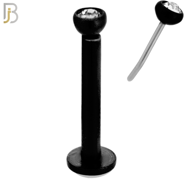 LB16K16 - 16g Thicknesss 316L Surgical Steel Black Plated Press Fit Bezel Setting Push In  Zircon (PACK OF 6) image 2