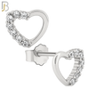925-ES57 - .925 Sterling Silver Hollow Heart Zircon Earring Stud image 1