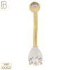 14-NB22 - 14k Solid Gold Banana Belly Ring with 7x5mm Teardrop image 0