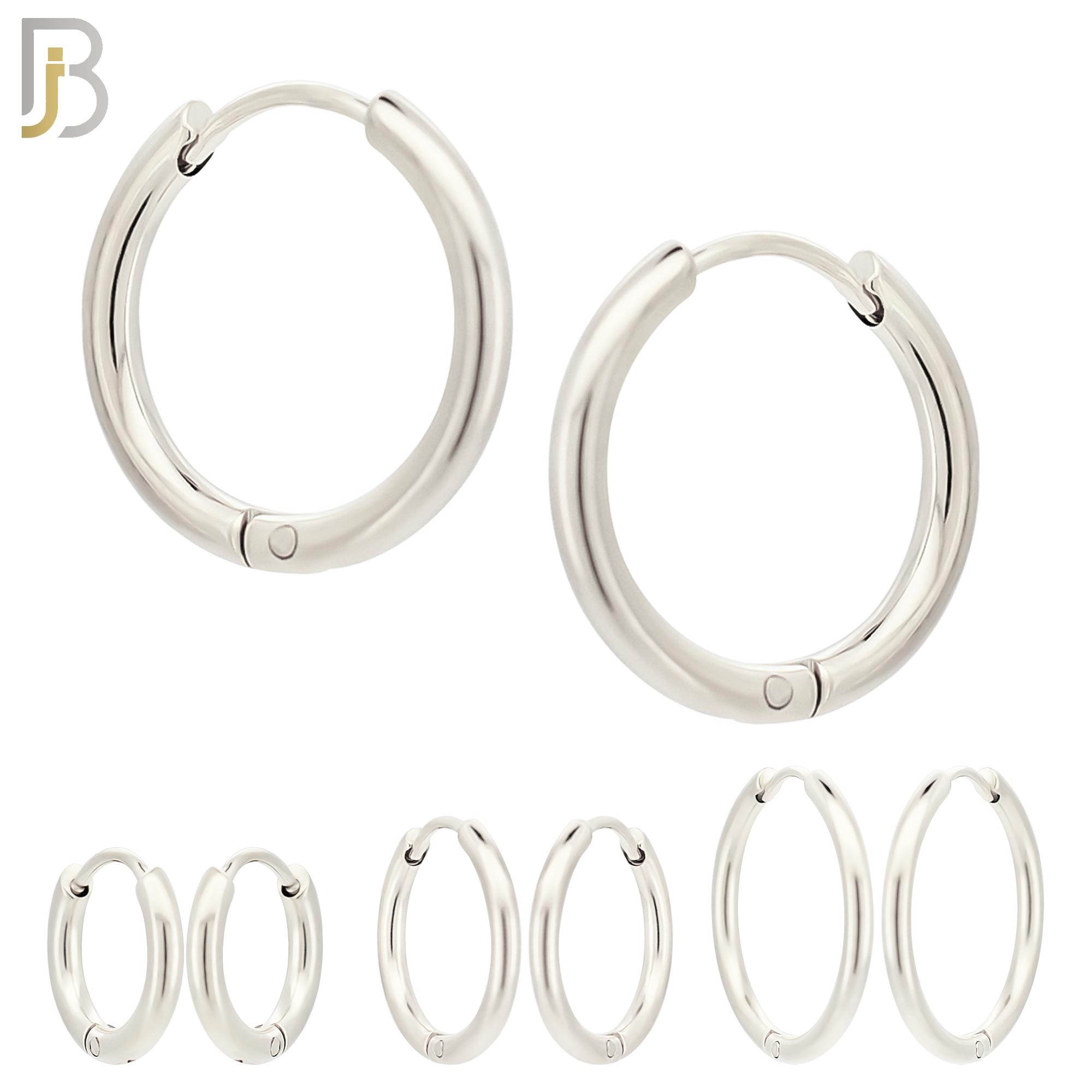 ES95S - 316L Stainless Steel 2mm Thickness Plain Hoops Design Huggies Clip On image 0
