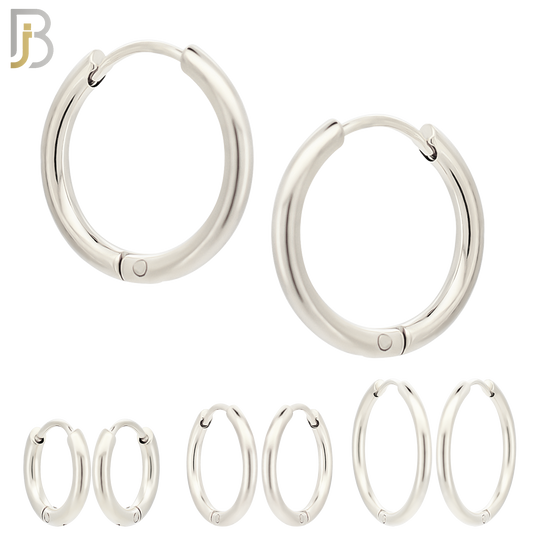 ES95S - 316L Stainless Steel 2mm Thickness Plain Hoops Design Huggies Clip On image 0