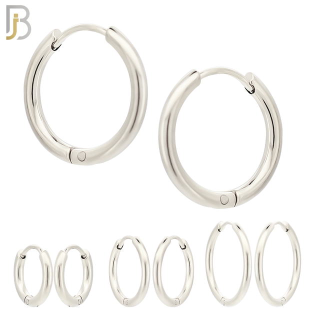 ES95S - 316L Stainless Steel 2mm Thickness Plain Hoops Design Huggies Clip On image 0