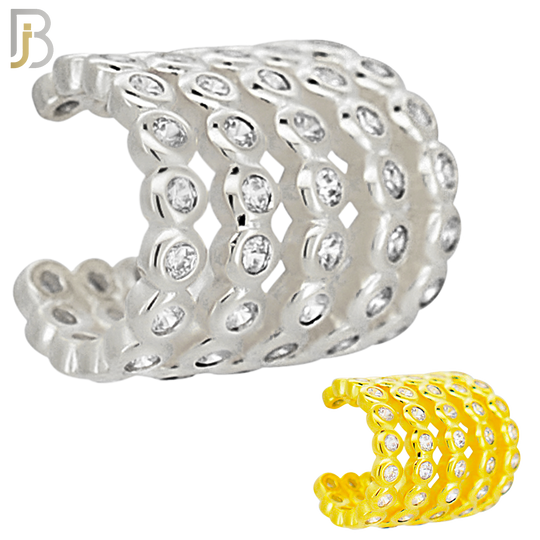 FES005 -   Five Hoop Wide Bezel Set Zircon Ear Cuff In Brass (Sold Per Piece) image 0