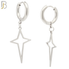 ES45 - 316L Stainless Steel Dangling Spike Cross Hollow Design Huggies Clip On image 1