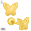 925-ES432 - Screw Ball Back - .925 Sterling Silver Plain Butterfly Earrings Stud image 1