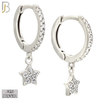925-ES441 - 925 Sterling Silver Dangling Star Huggies Earring with Multi Zircon image 1