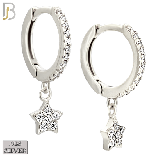925-ES441 - 925 Sterling Silver Dangling Star Huggies Earring with Multi Zircon image 1