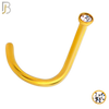 NR36CG - 316L Surgical Steel Gold Plated Nose Screw Bezel Setting Round Clear Zircon (PACK OF 6) image 1