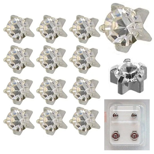 104 - 316L Surgical Steel April Birthstone Prong Star Caflon Piercing Earrings Pack of 12 image 0
