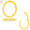 CT94G - 316 Stainless Steel Gold Plated Hinged Hoop with Multi CZ Gems Nose Rings (PACK OF 6) image 2