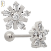 TB98 -  316L Stainless Steel Snowflake Tragus/Cartilage Barbell (PACK OF 6) image 1