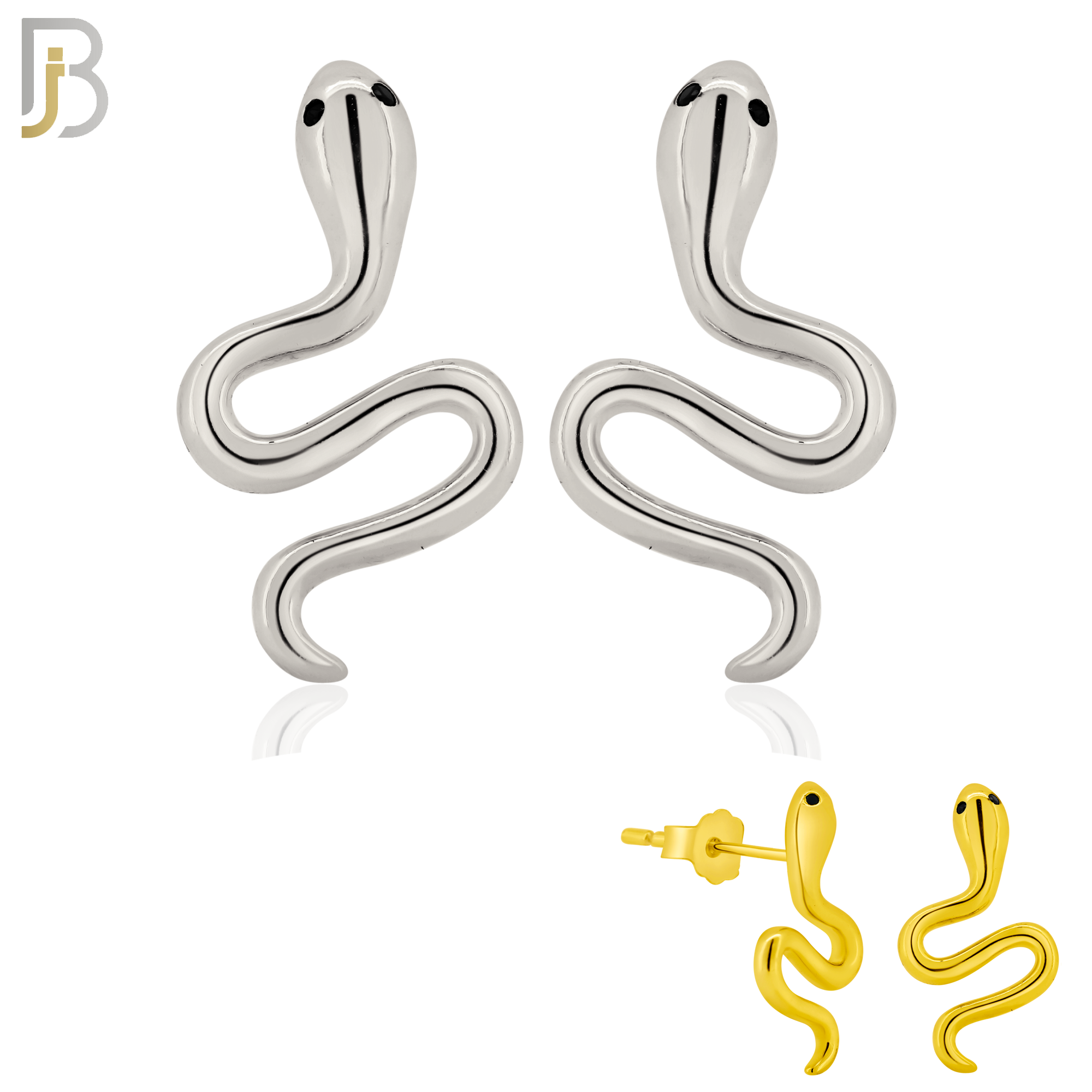 925-ES366 - .925 Sterling Silver Snake Stud Earrings image 0