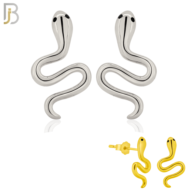 925-ES366 - .925 Sterling Silver Snake Stud Earrings image 0