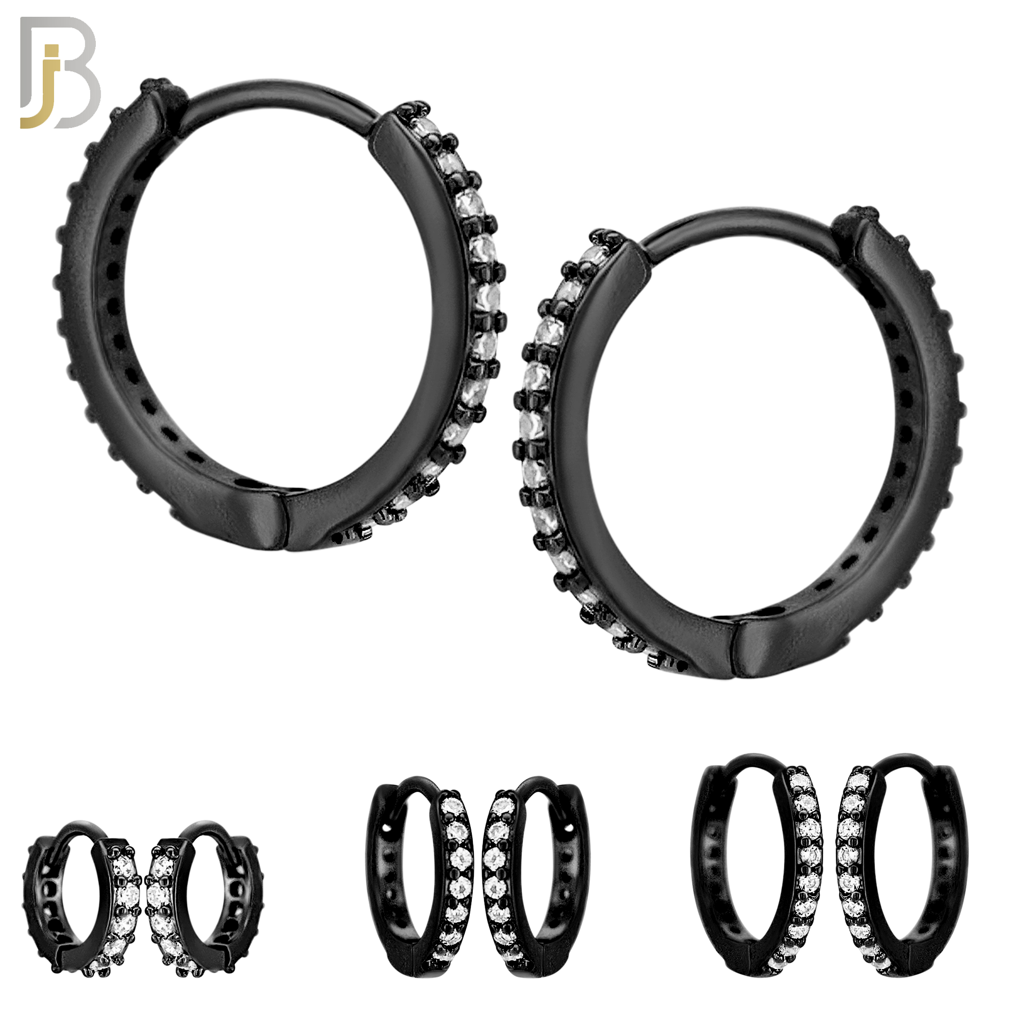 ES02K - 316L Stainless Steel Black Plated Prong Setting Zircon with 2mm Front Thickness Huggies image 0