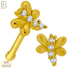 14-NR54B - 14k Solid Gold Nose Bone Dragonfly Design Clear Zircon - Yellow Gold image