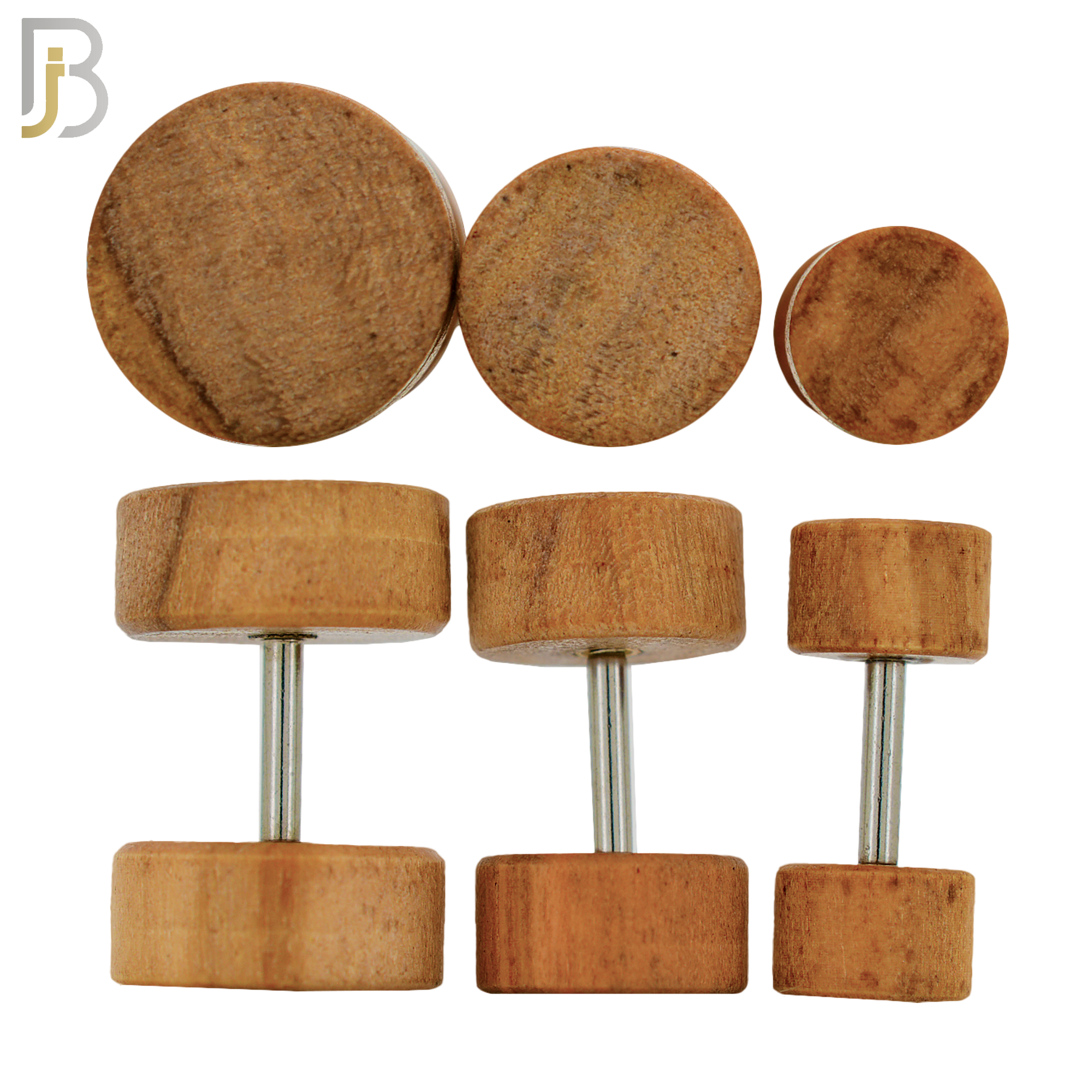 FP29-LB - Light Brown Plain Wood Fake Plug (PACK OF 3 Pairs) image 1