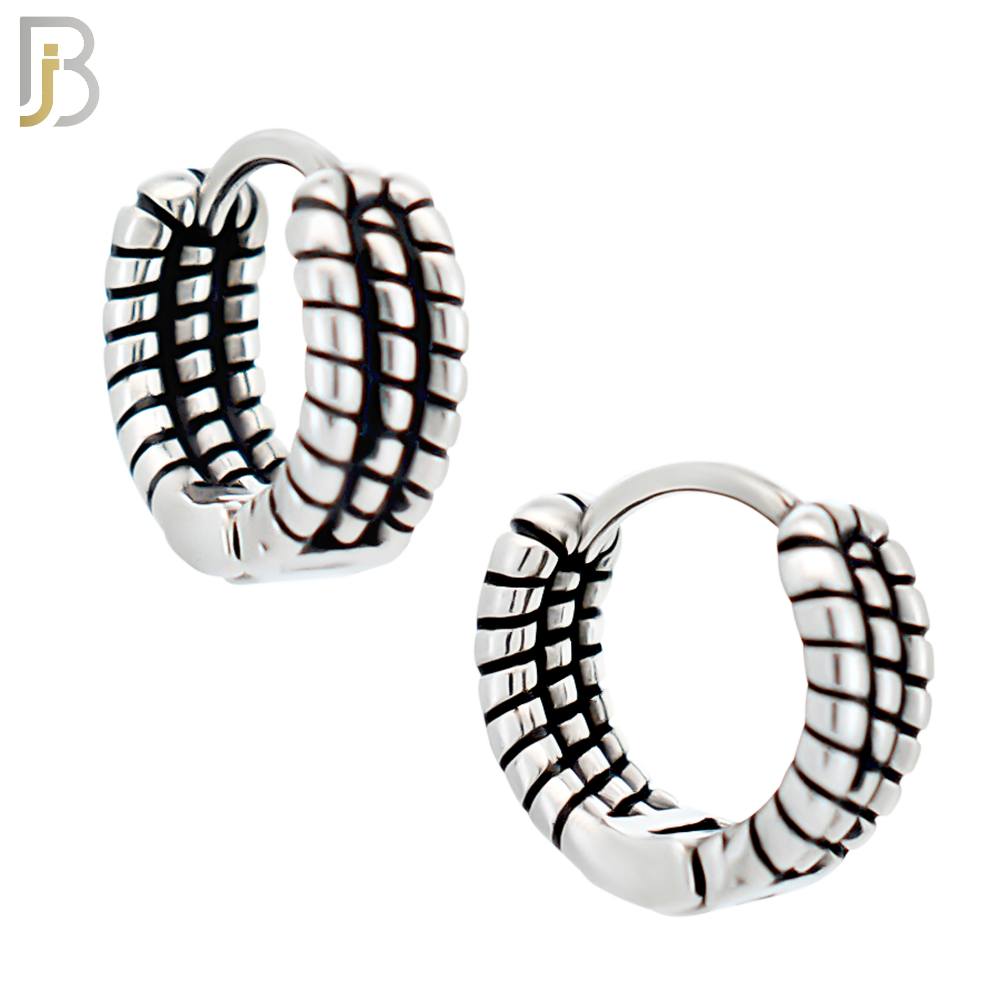 ES123 - Stainless Steel Vintage Tribal Huggies Hoops Earrings image 0